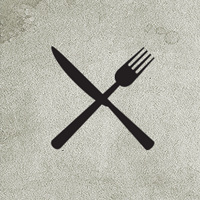 Illustration of crossed knife and fork