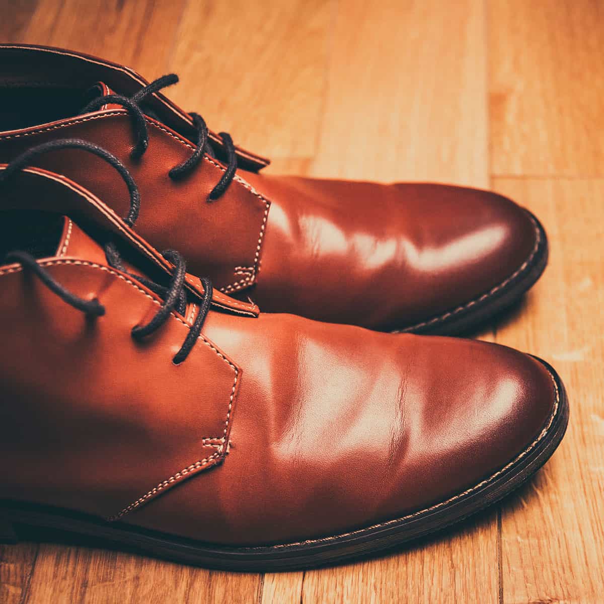 Brown shoes on a wood floor