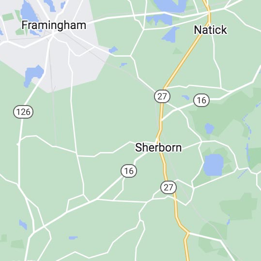 Map of Natick, Framingham and Sherborn